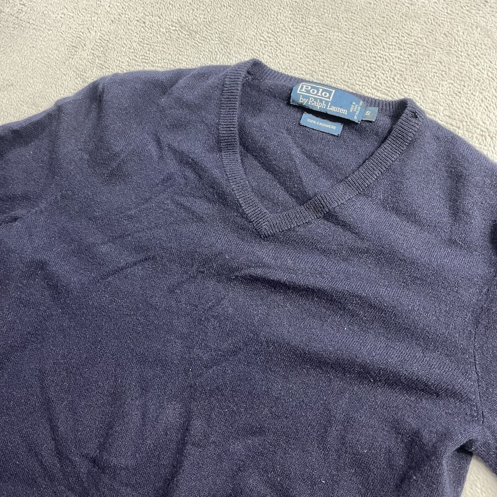 Polo Ralph Lauren Cashmere Sweater Mens Small Navy Blue‎ Crew Neck Knit Pullover